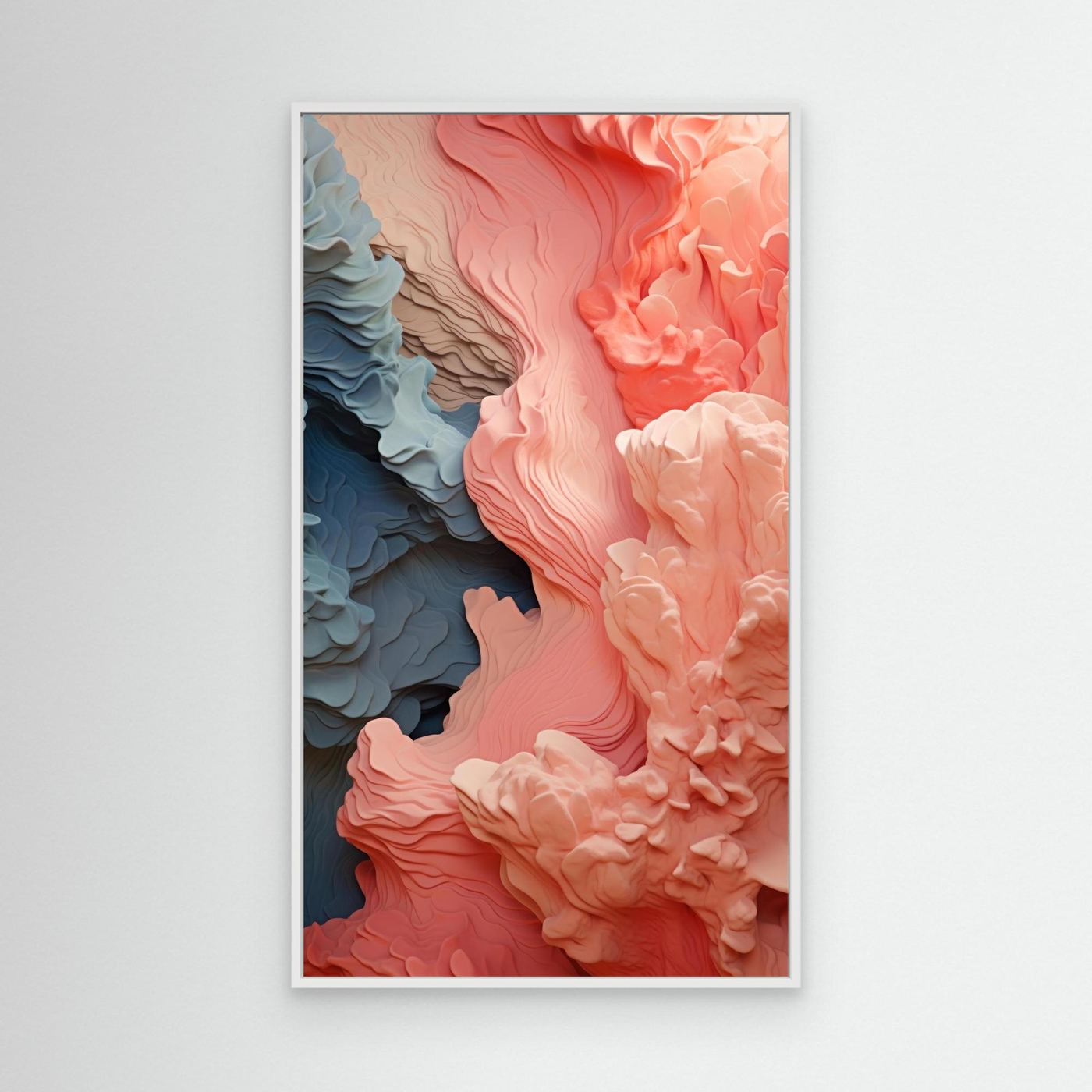 Organic Coral and Blue Fluid Abstract Texture – Modern 3D Wave Art