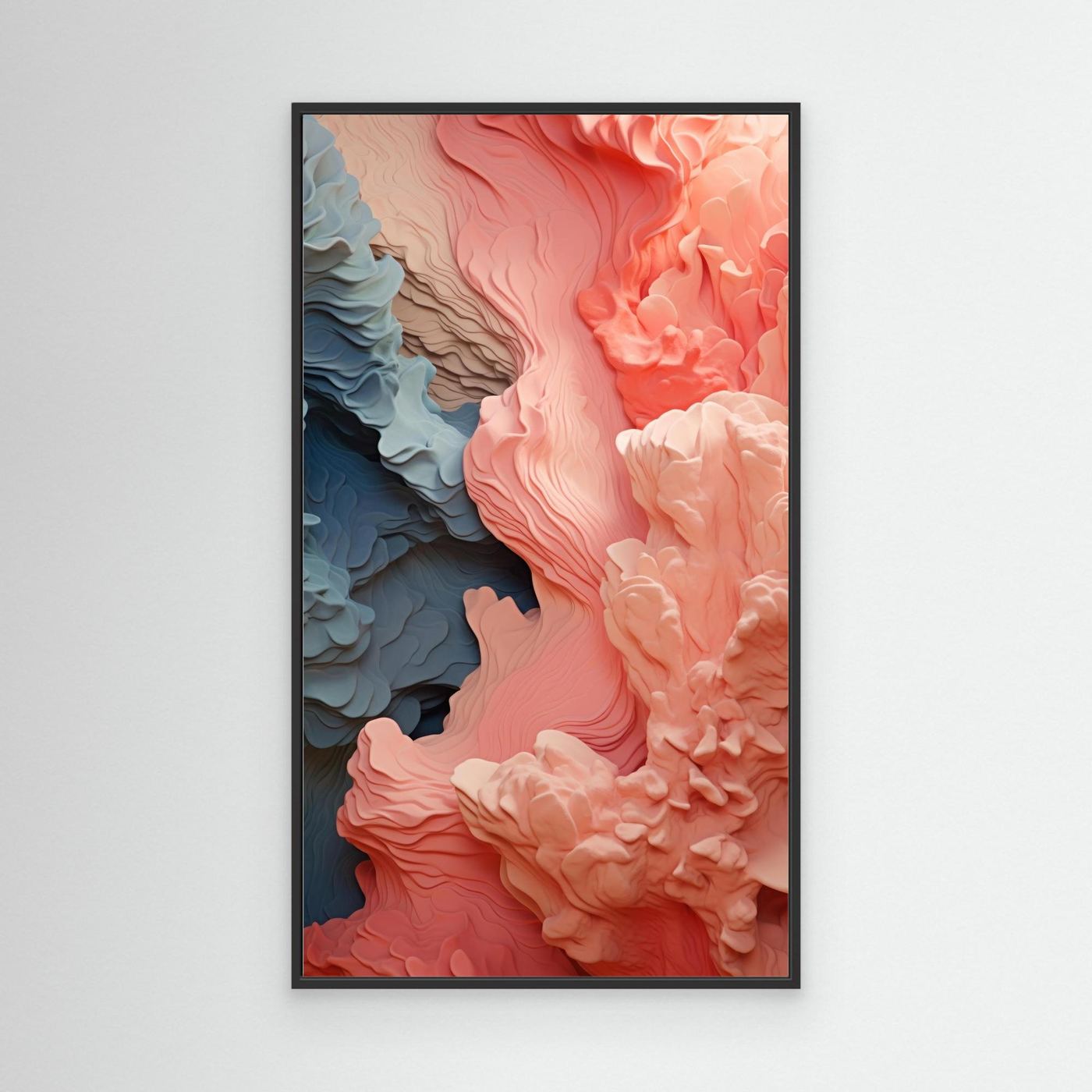 Organic Coral and Blue Fluid Abstract Texture – Modern 3D Wave Art