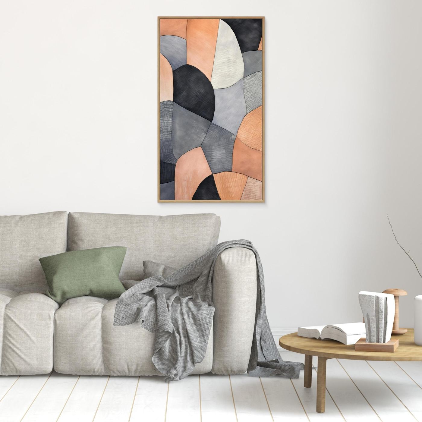 Modern Abstract Geometric Shapes in Black, Gray and Beige Minimalist Texture