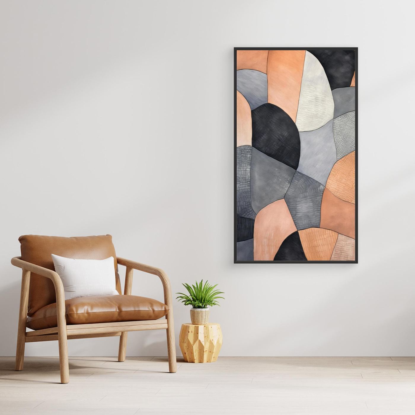 Modern Abstract Geometric Shapes in Black, Gray and Beige Minimalist Texture