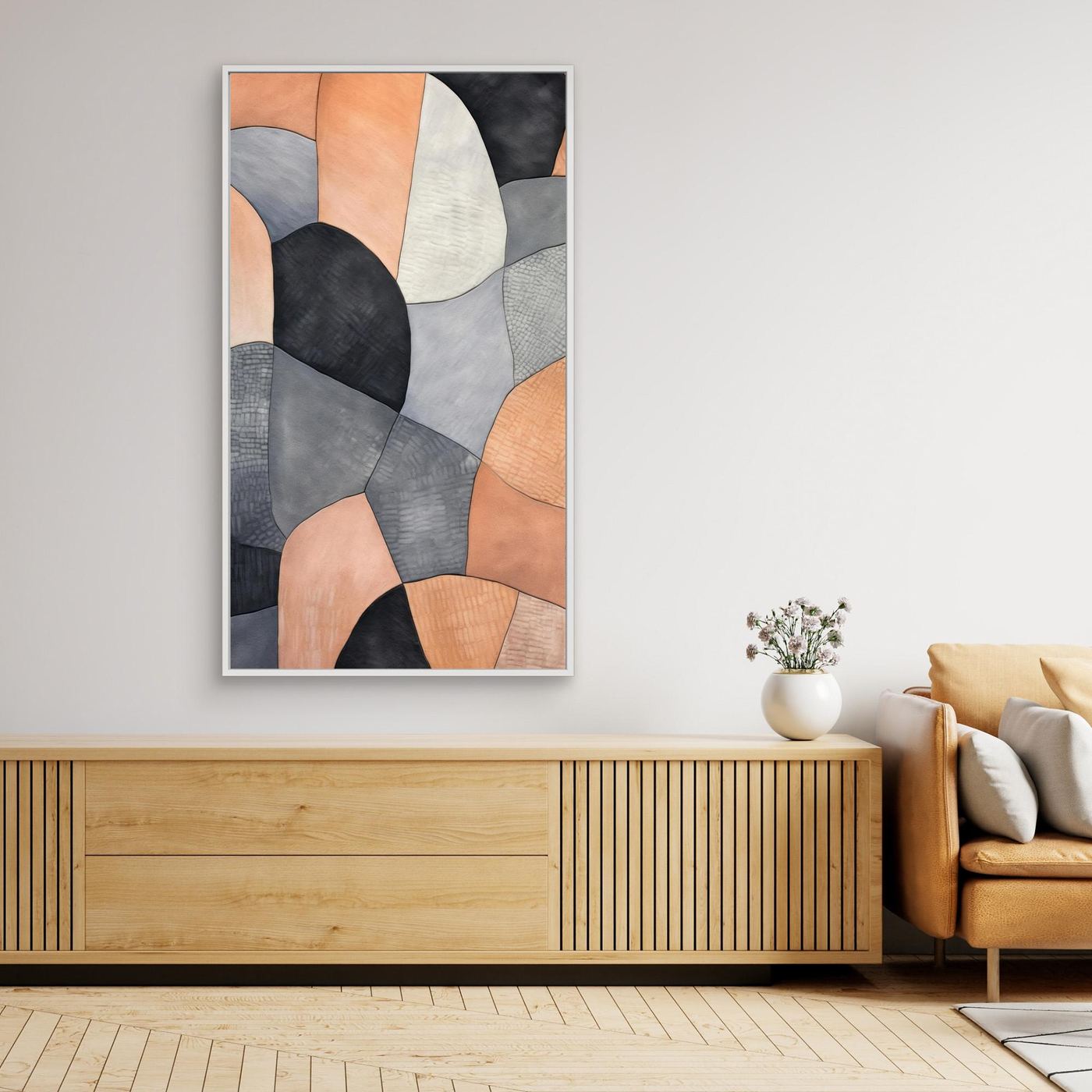 Modern Abstract Geometric Shapes in Black, Gray and Beige Minimalist Texture