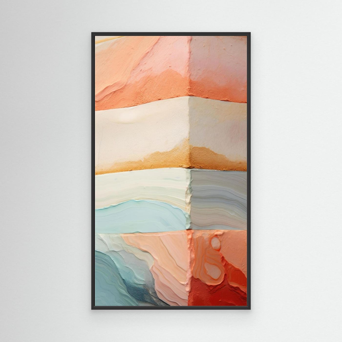 Abstract Pastel Texture Composition with Layered Stone and Organic Paint Forms