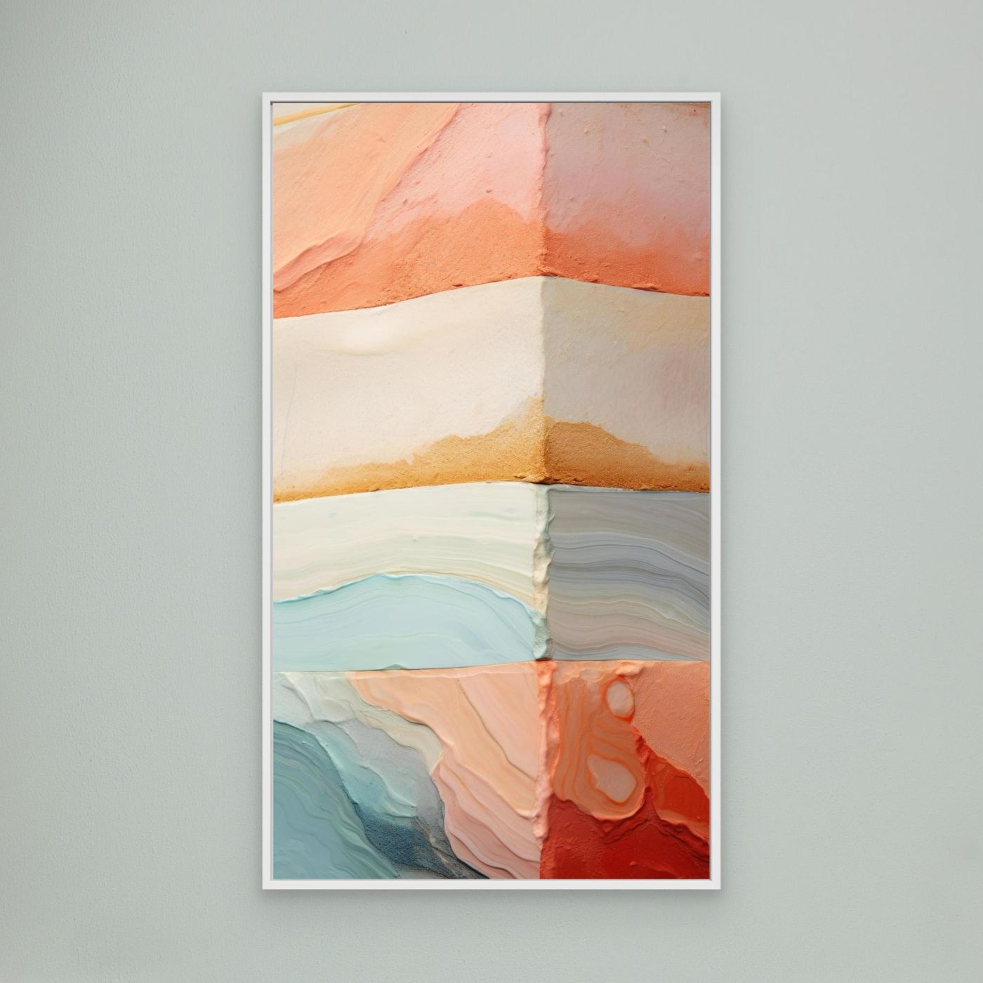 Abstract Pastel Texture Composition with Layered Stone and Organic Paint Forms