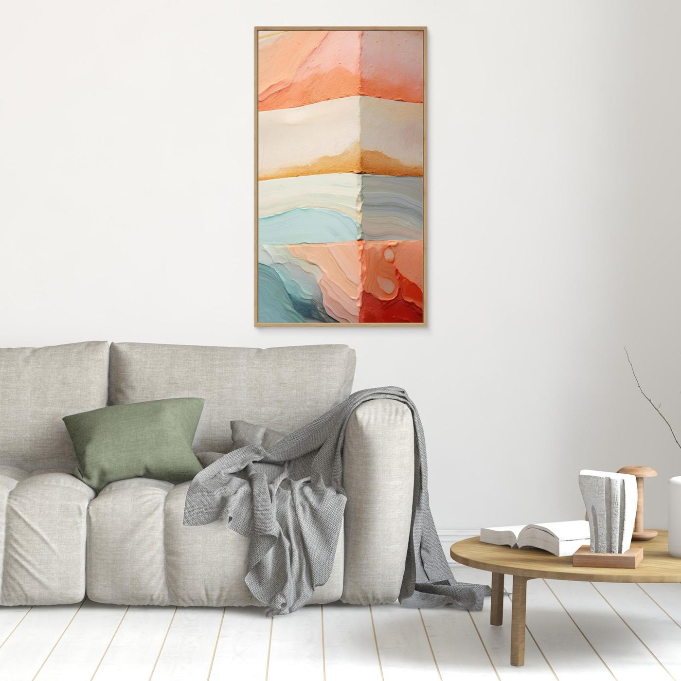 Abstract Pastel Texture Composition with Layered Stone and Organic Paint Forms