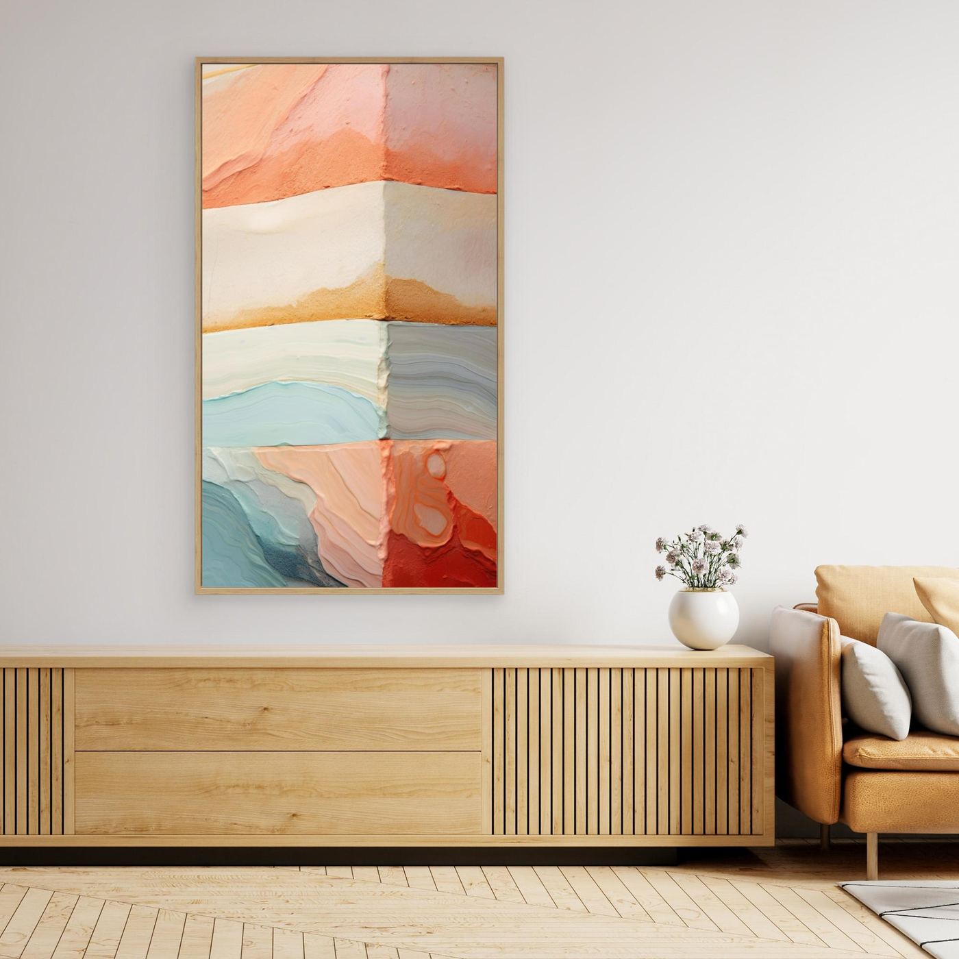 Abstract Pastel Texture Composition with Layered Stone and Organic Paint Forms