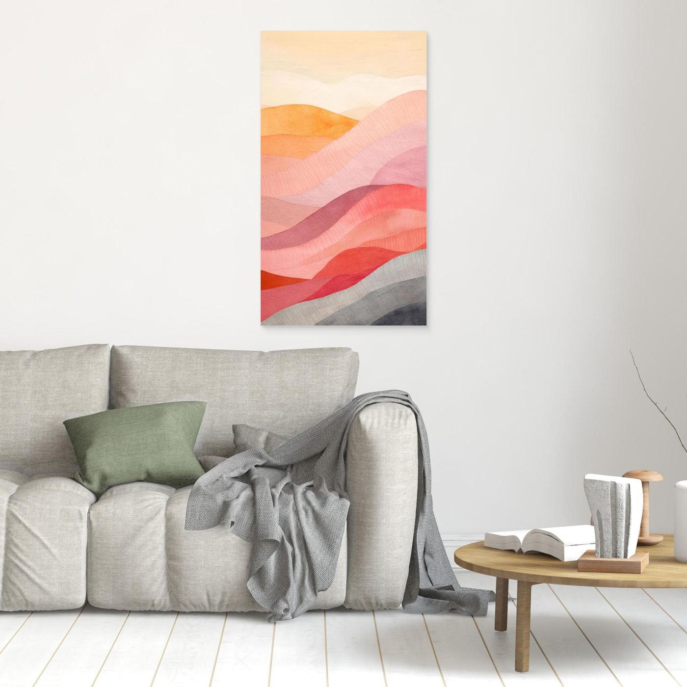 Minimalist Pastel Abstract Landscape with Soft Layered Waves and Modern Artistic Texture