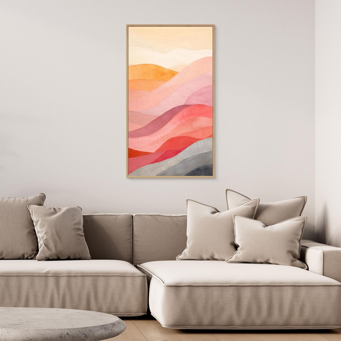 Minimalist Pastel Abstract Landscape with Soft Layered Waves and Modern Artistic Texture