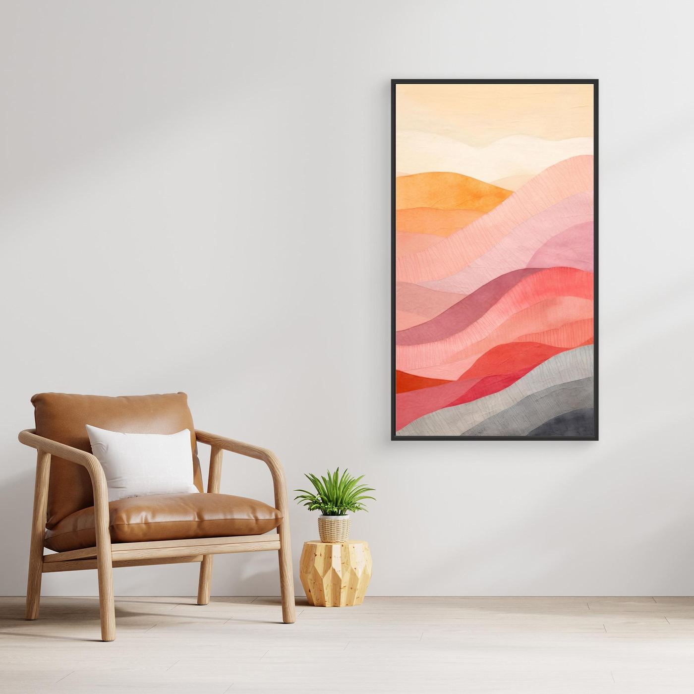 Minimalist Pastel Abstract Landscape with Soft Layered Waves and Modern Artistic Texture