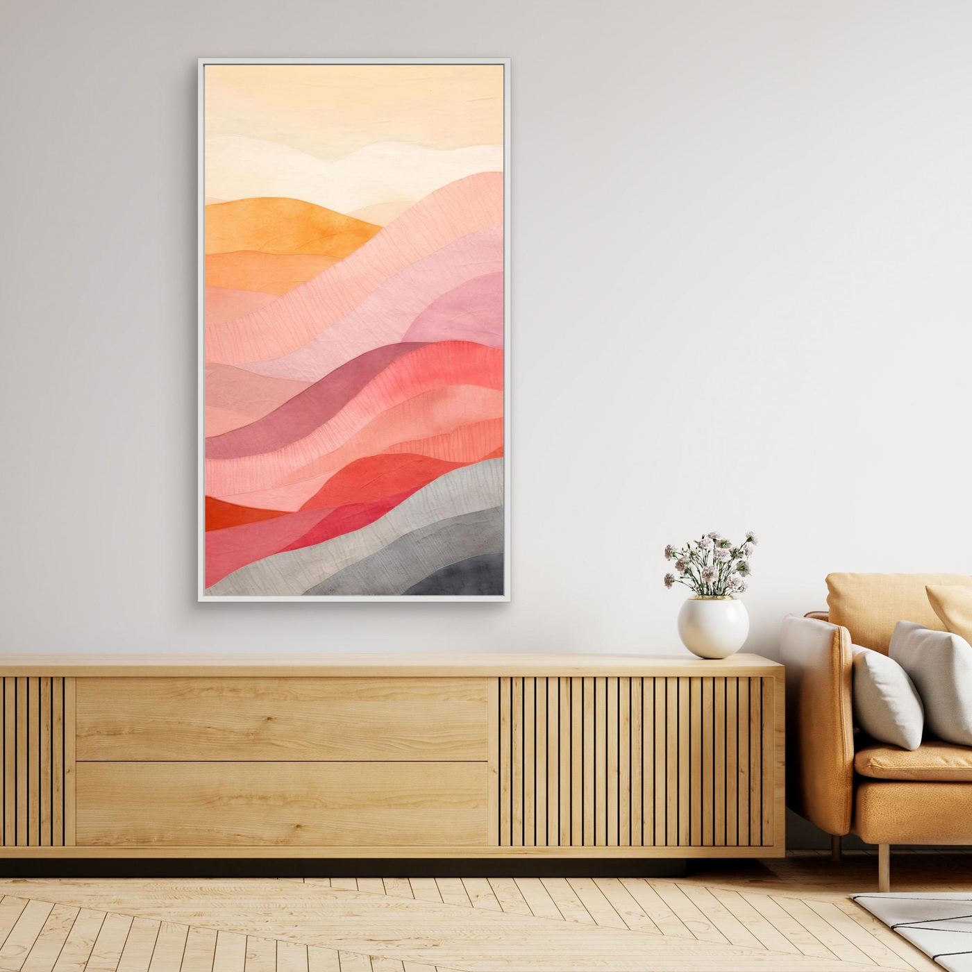 Minimalist Pastel Abstract Landscape with Soft Layered Waves and Modern Artistic Texture