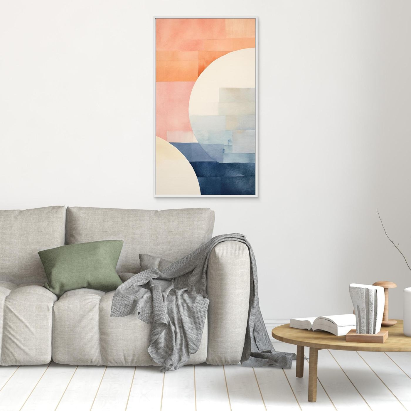 Abstract Geometric Minimalist Composition with Soft Pastel Shapes and Contemporary Texture