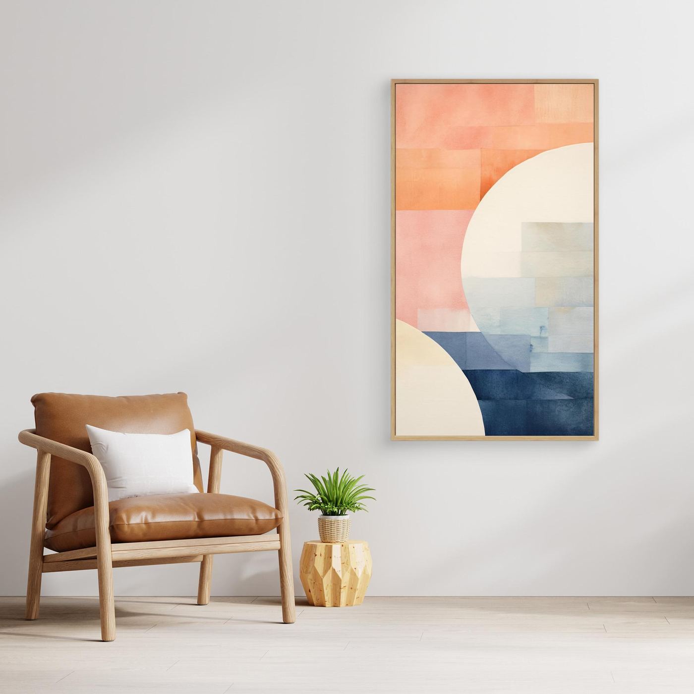 Abstract Geometric Minimalist Composition with Soft Pastel Shapes and Contemporary Texture