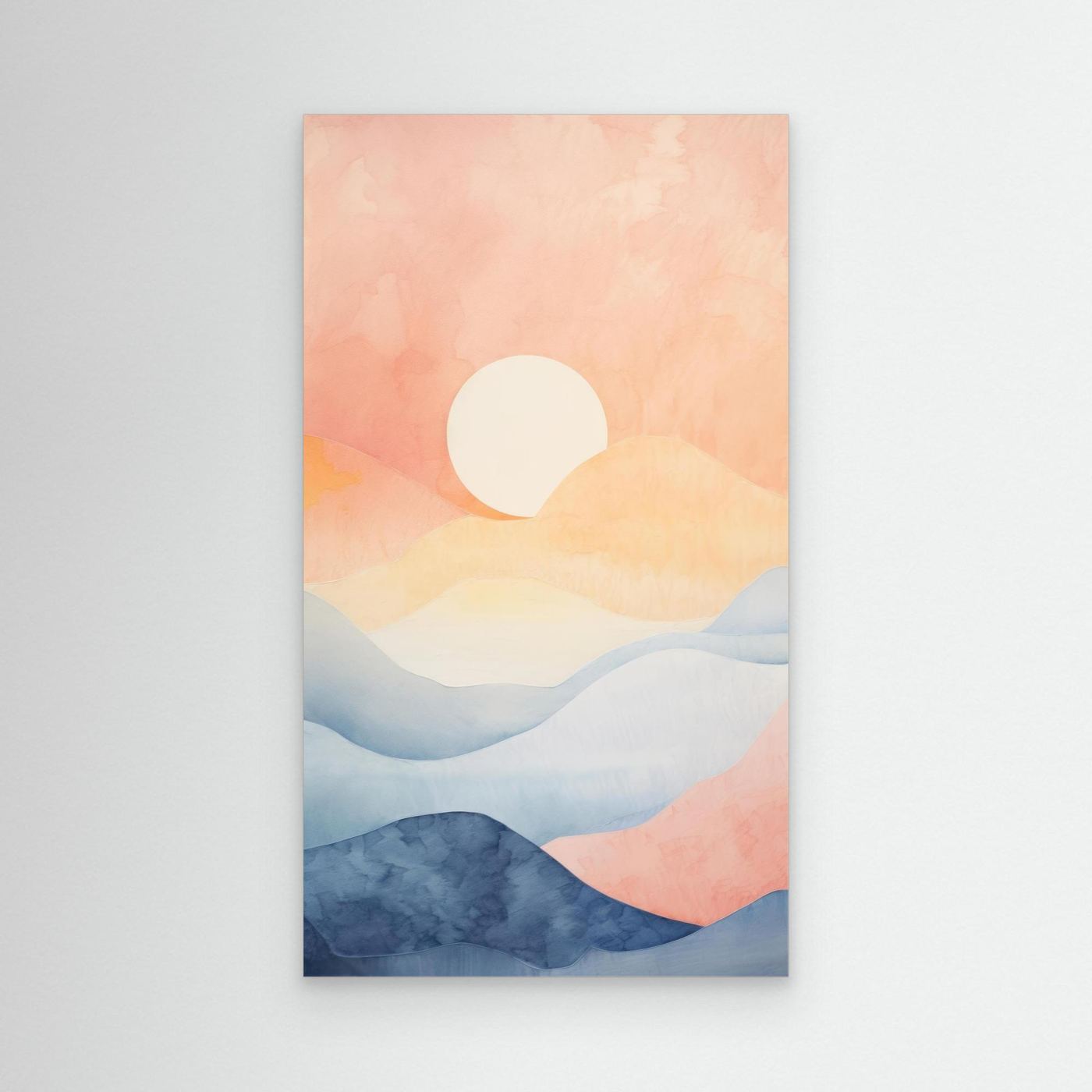 Abstract Layered Mountain Landscape with Soft Pastel Waves and Modern Minimalist Design