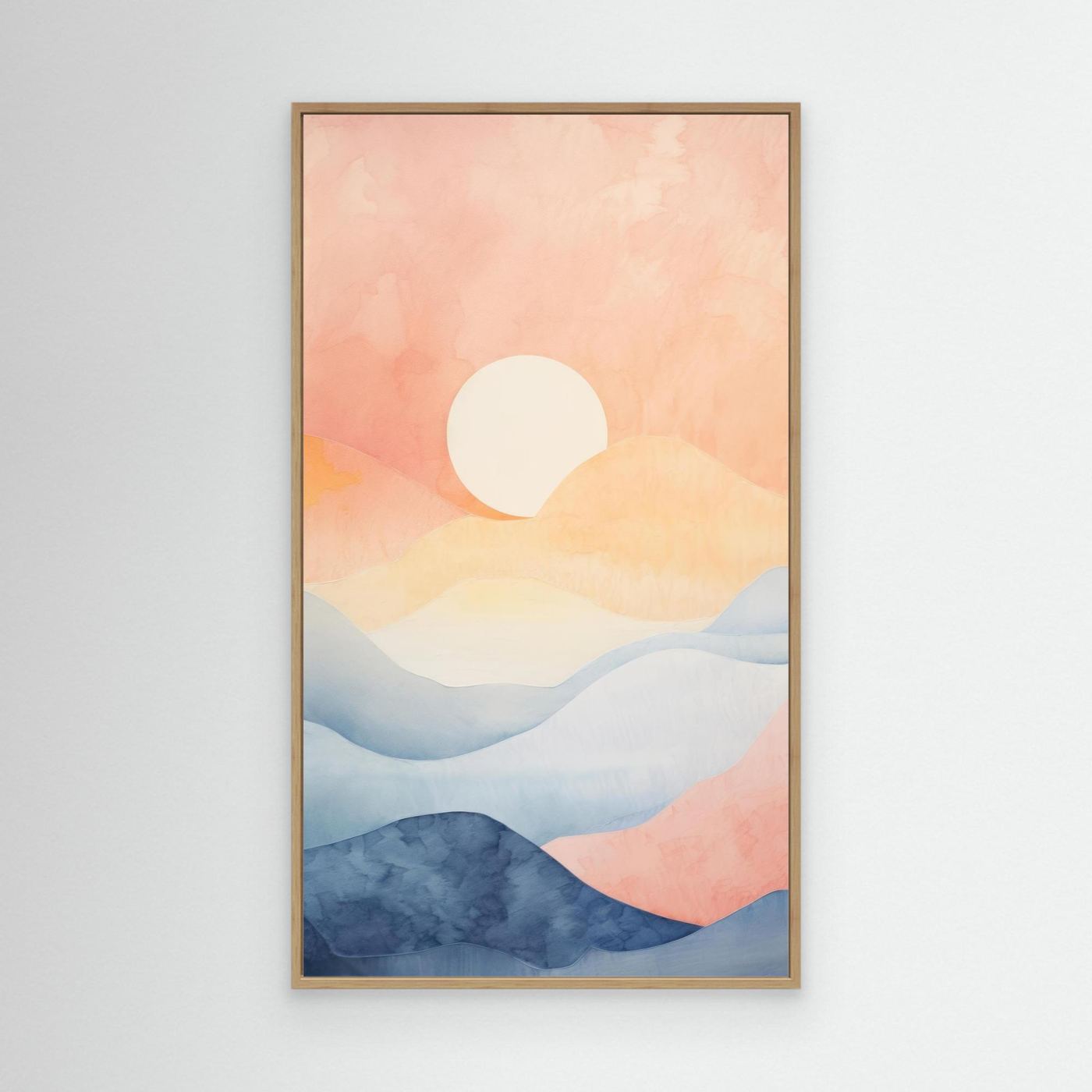 Abstract Layered Mountain Landscape with Soft Pastel Waves and Modern Minimalist Design