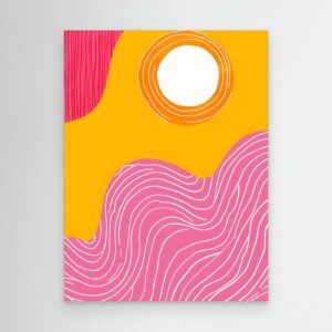 Abstract Pink and Golden Swirl Brush Pattern Background
