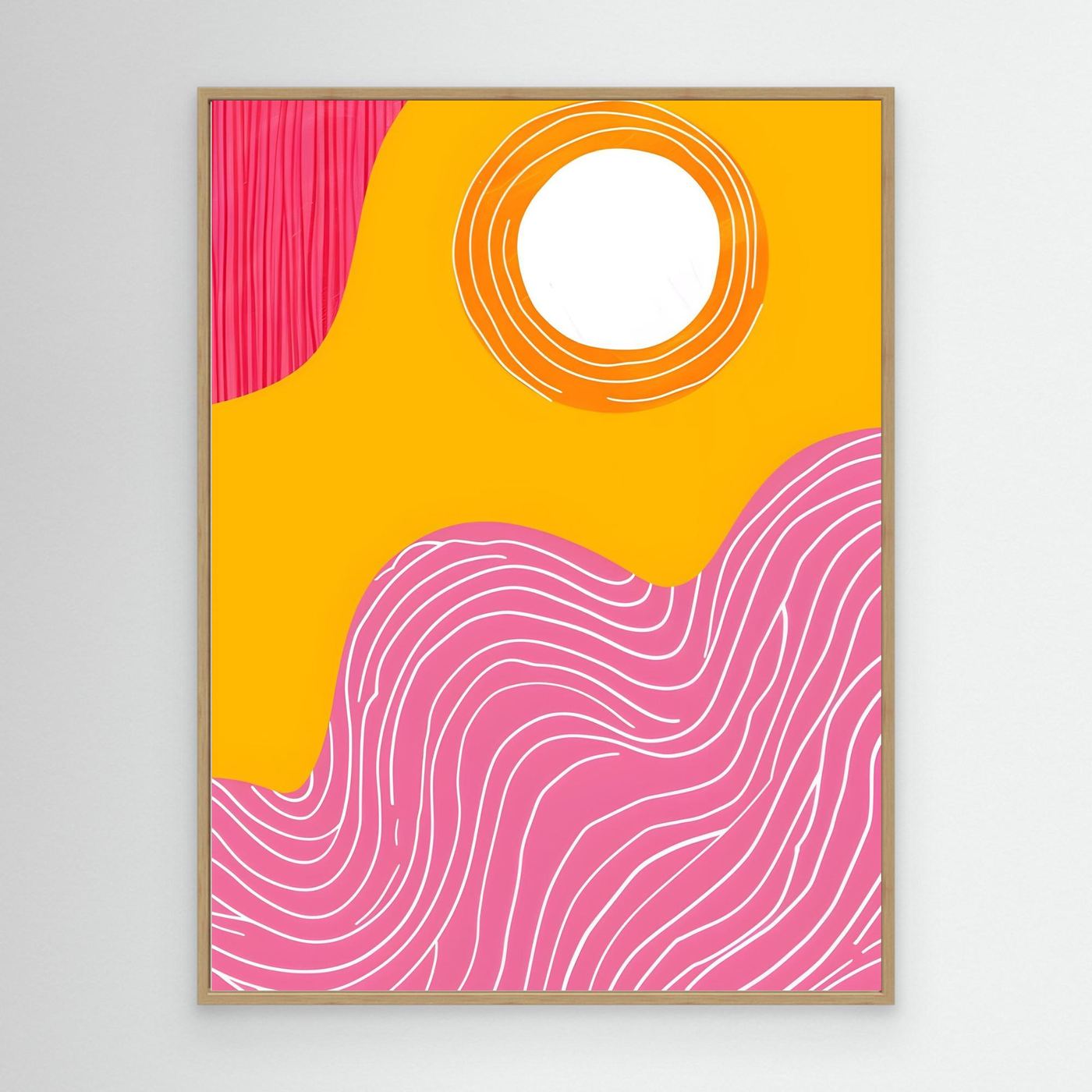 Abstract Pink and Golden Swirl Brush Pattern Background