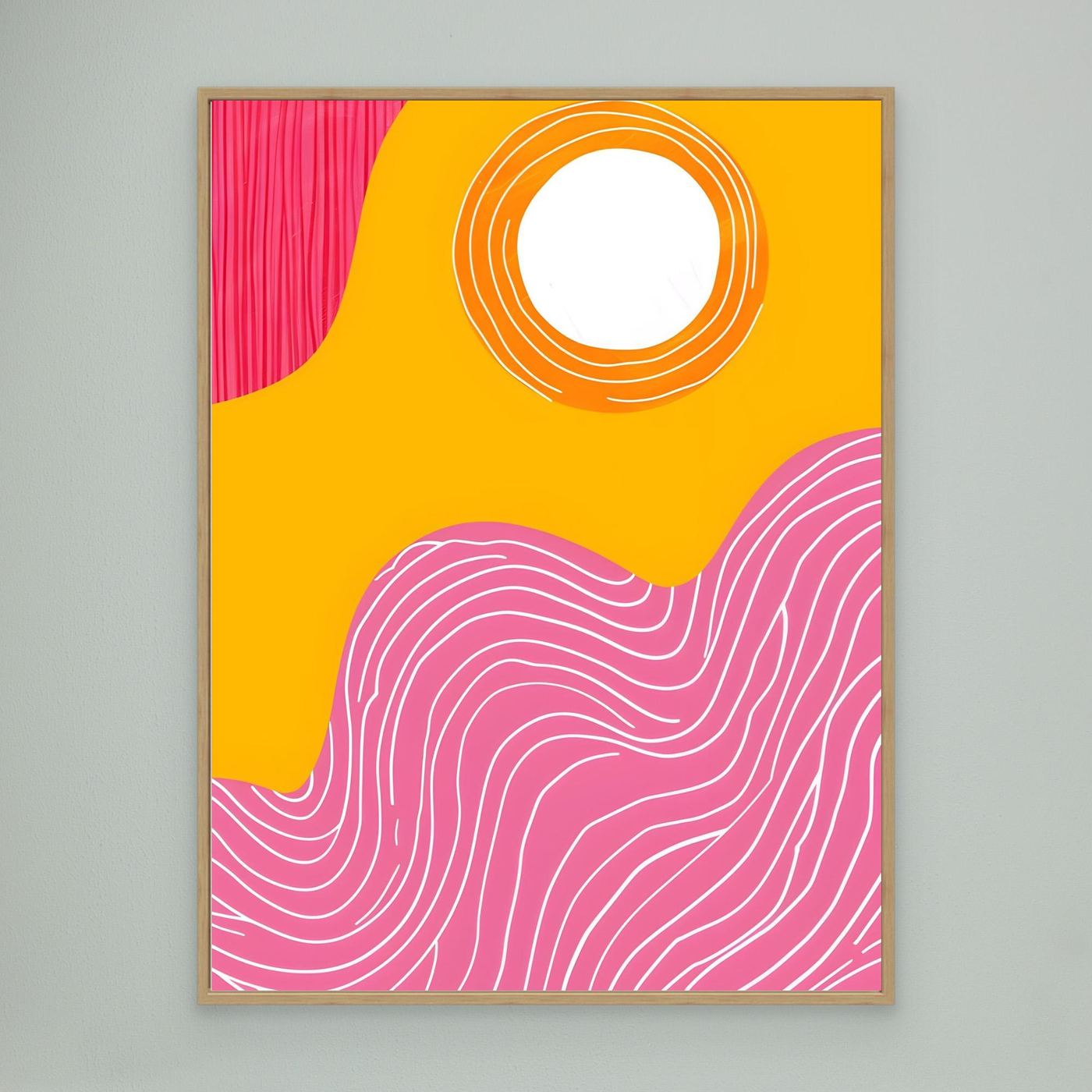 Abstract Pink and Golden Swirl Brush Pattern Background