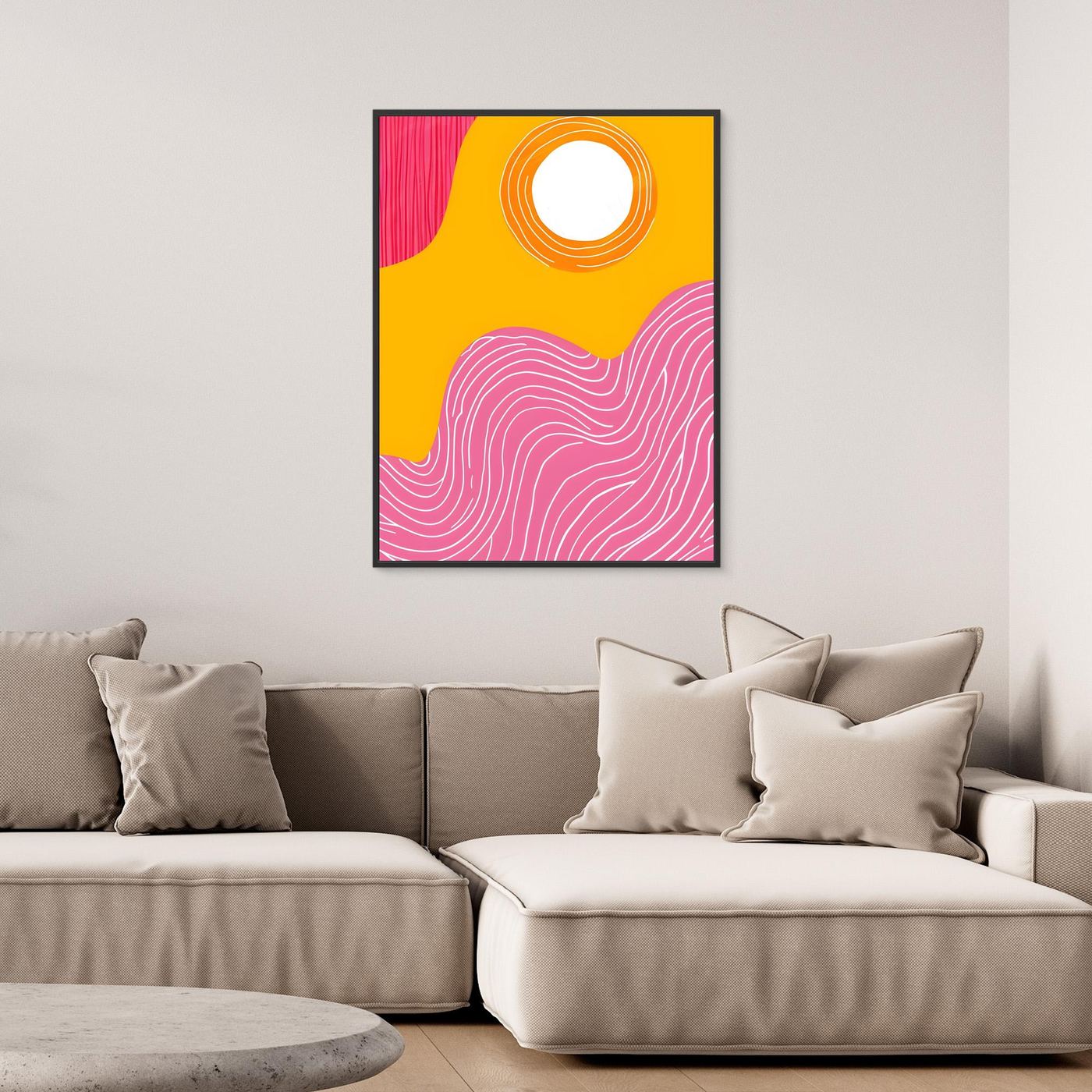 Abstract Pink and Golden Swirl Brush Pattern Background