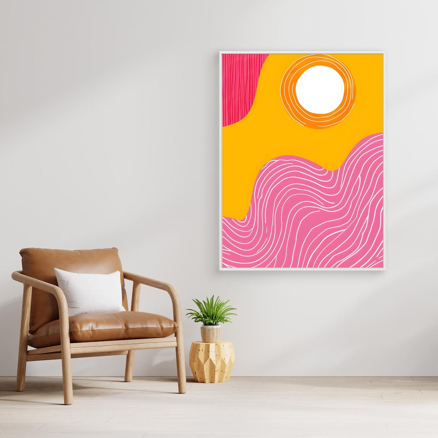 Abstract Pink and Golden Swirl Brush Pattern Background