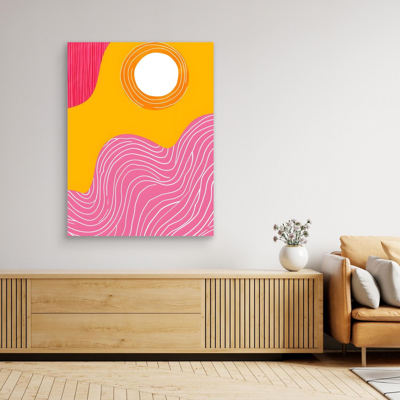 Abstract Pink and Golden Swirl Brush Pattern Background