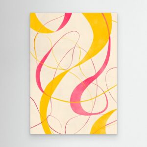 Abstract Pink and Yellow Concentric Line Artwork