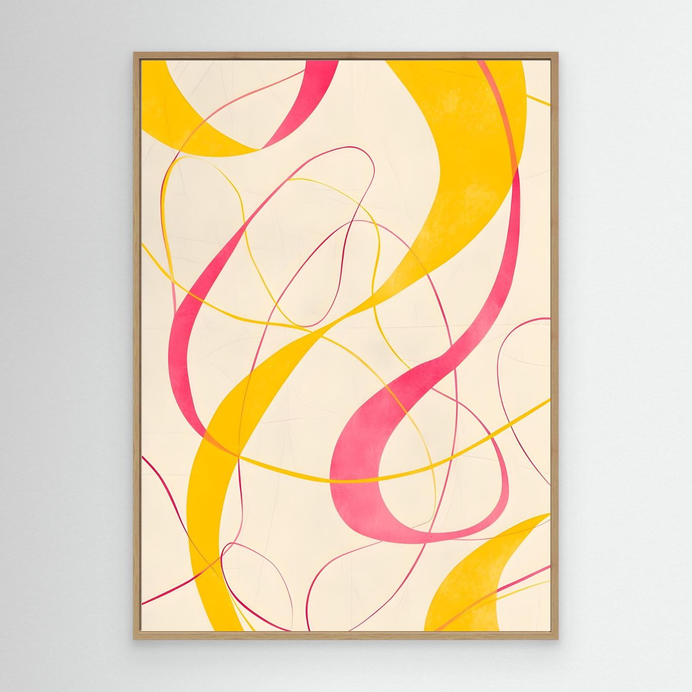 Abstract Pink and Yellow Concentric Line Artwork