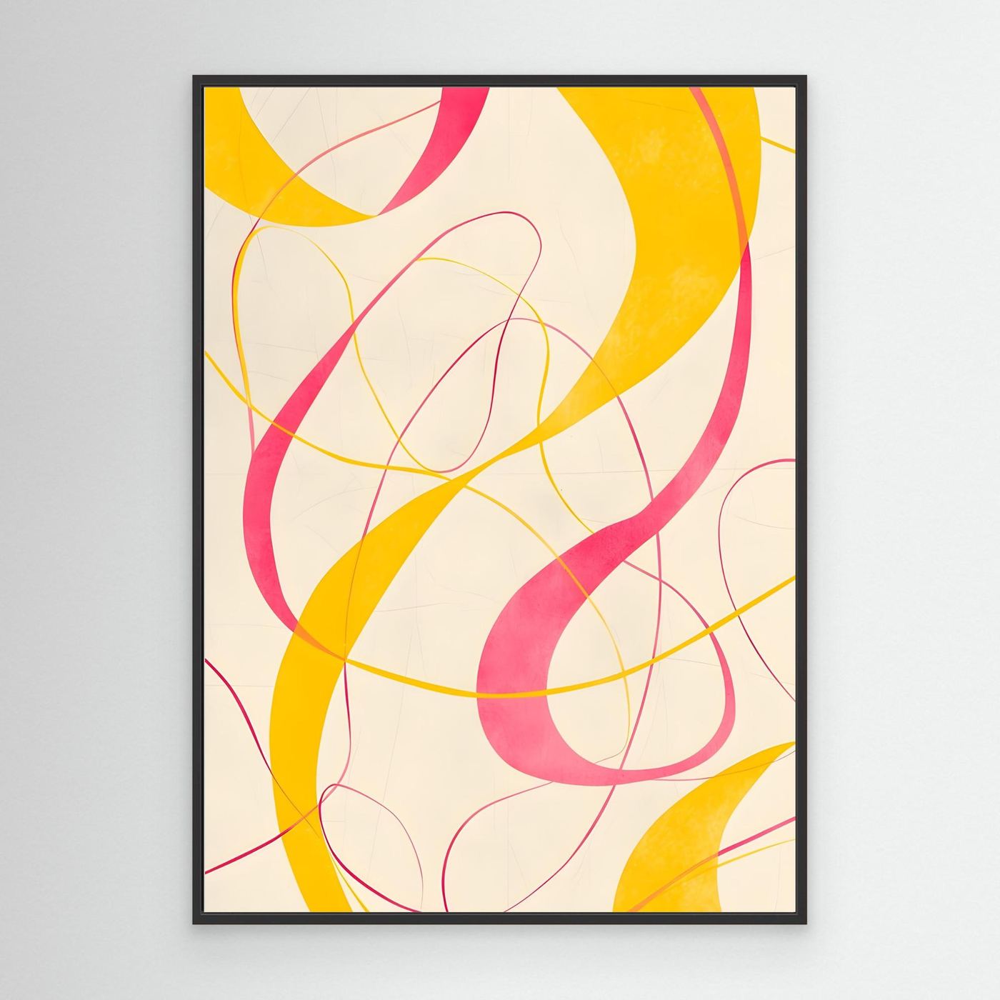 Abstract Pink and Yellow Concentric Line Artwork