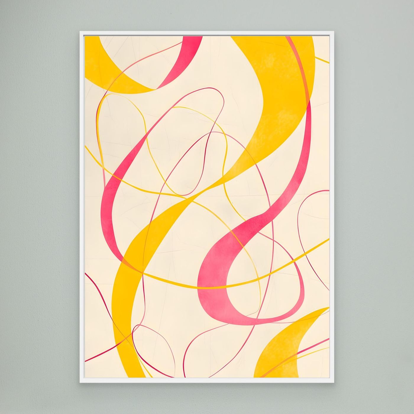 Abstract Pink and Yellow Concentric Line Artwork