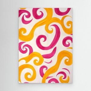Minimal Pink and Yellow Flowing Ribbon Abstract Background
