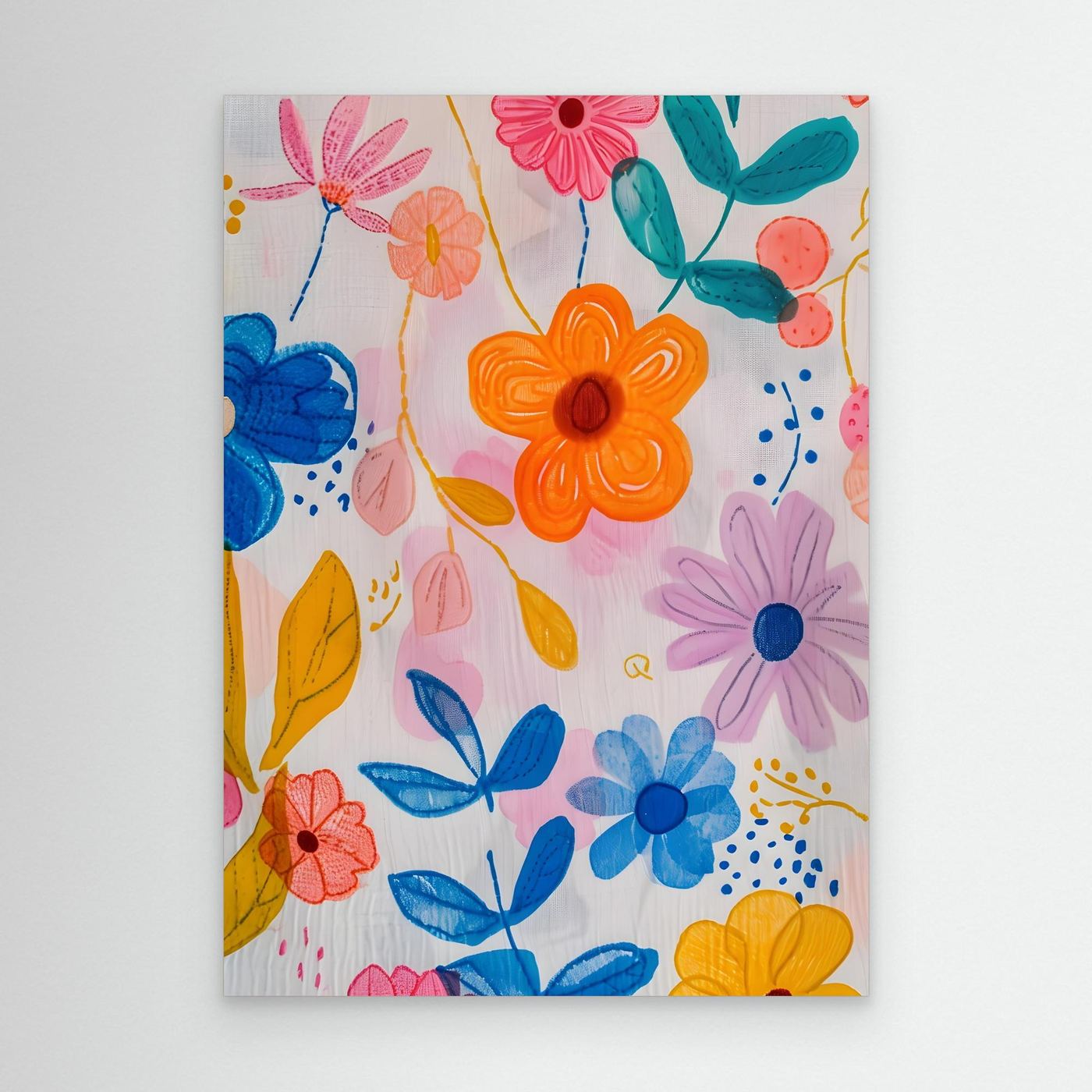 Colorful Hand-Painted Floral Pattern Background