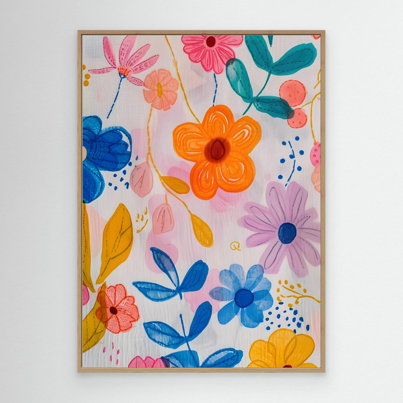 Colorful Hand-Painted Floral Pattern Background