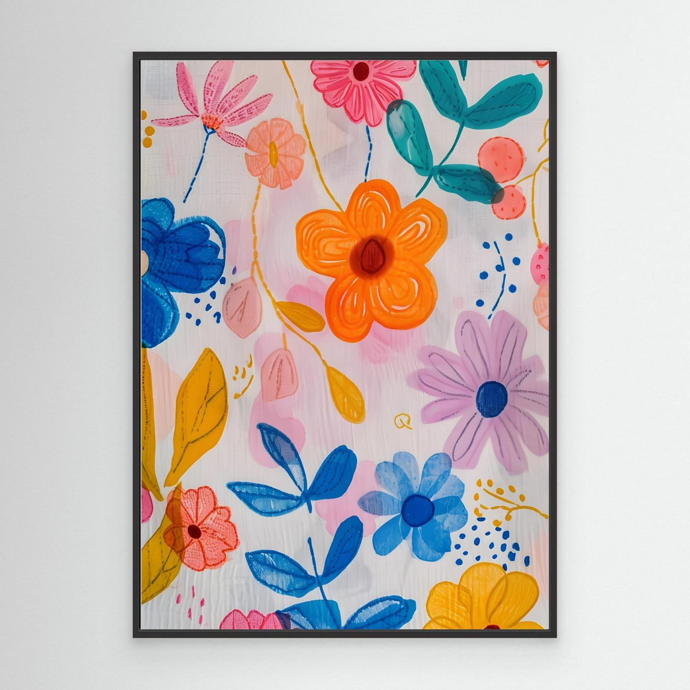 Colorful Hand-Painted Floral Pattern Background