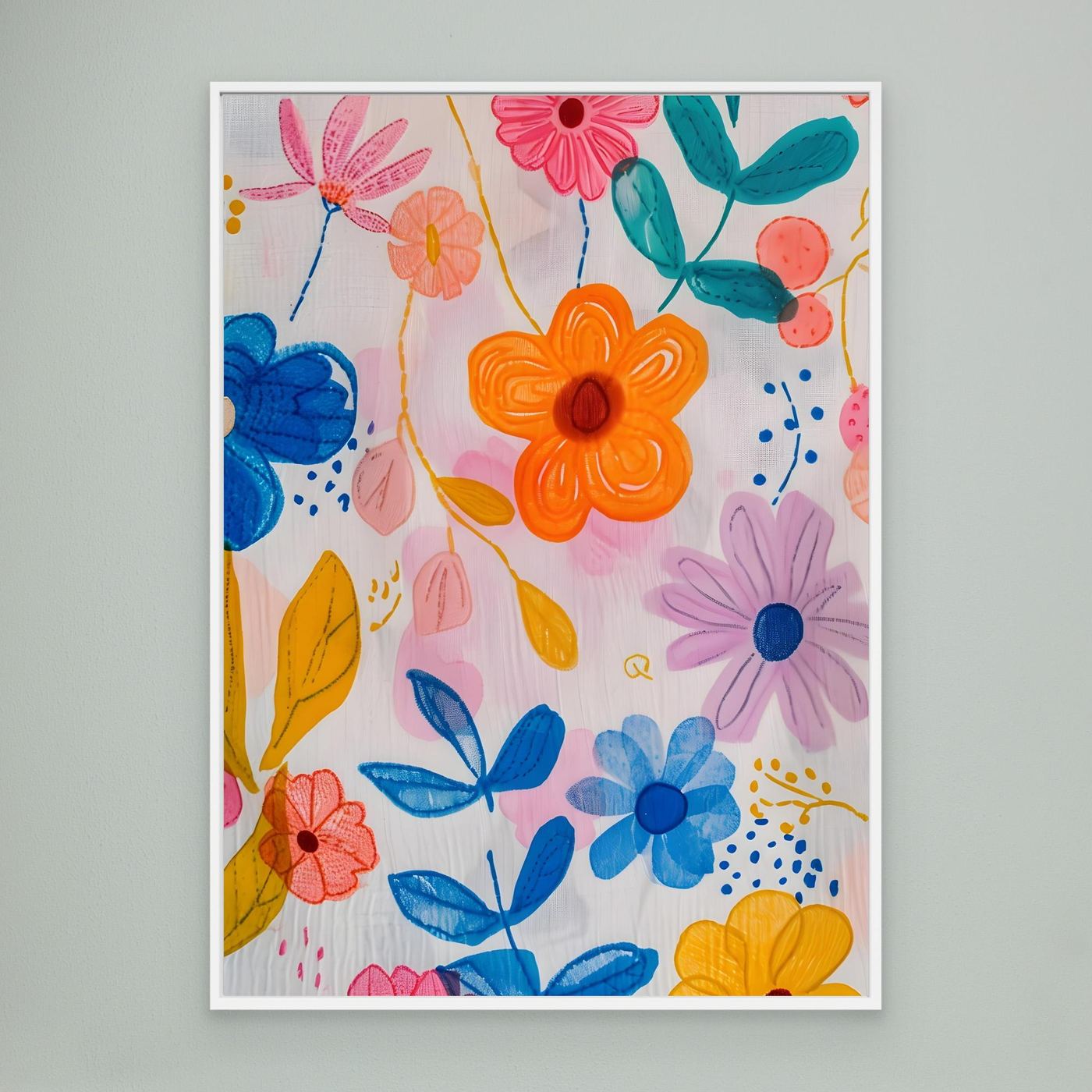 Colorful Hand-Painted Floral Pattern Background
