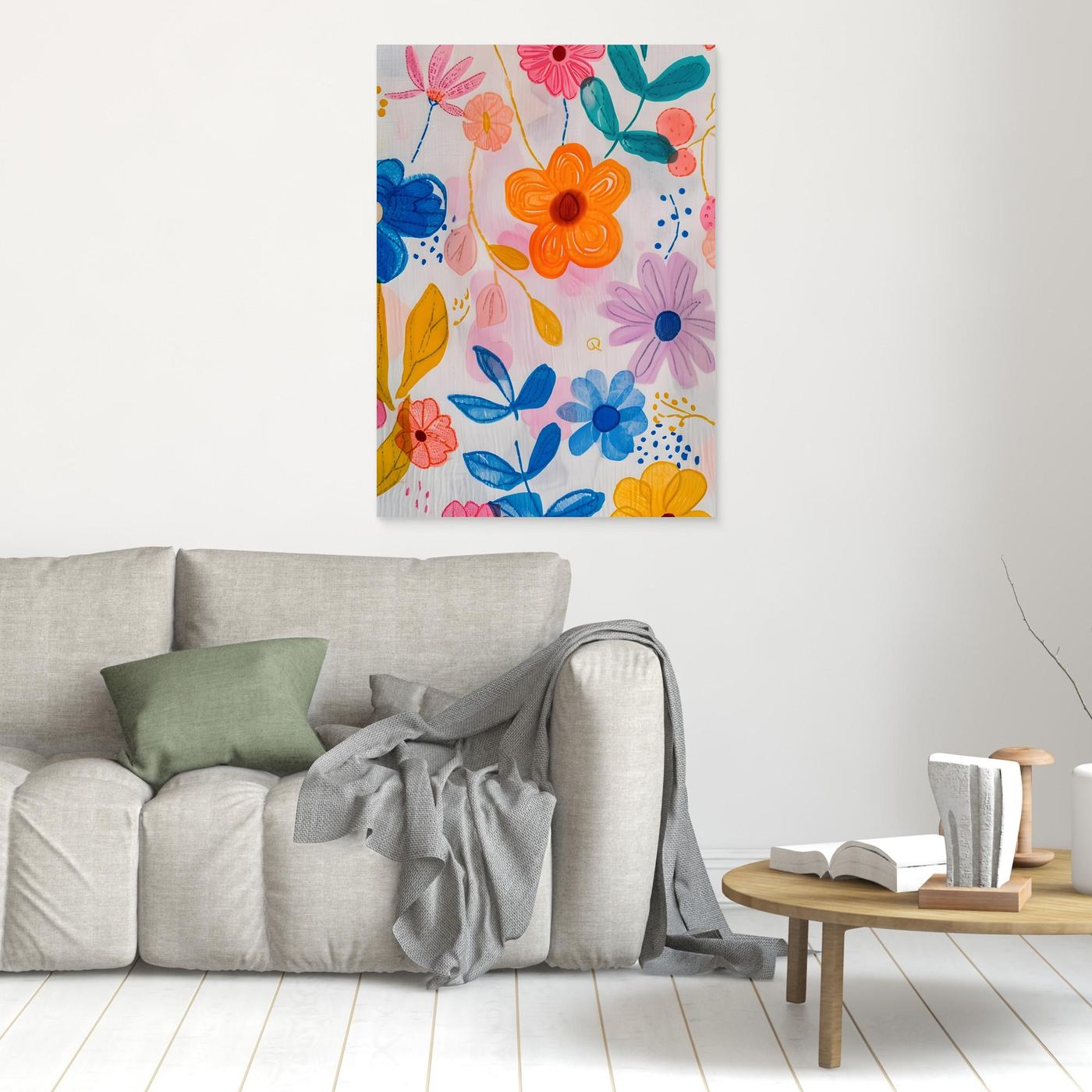 Colorful Hand-Painted Floral Pattern Background