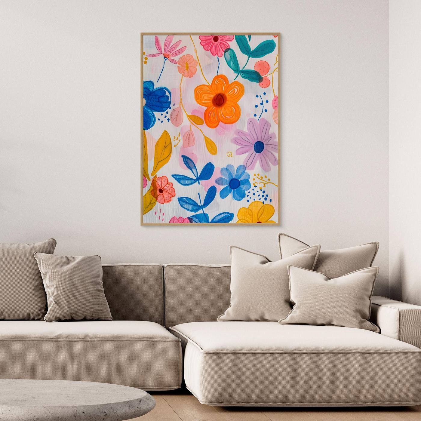 Colorful Hand-Painted Floral Pattern Background