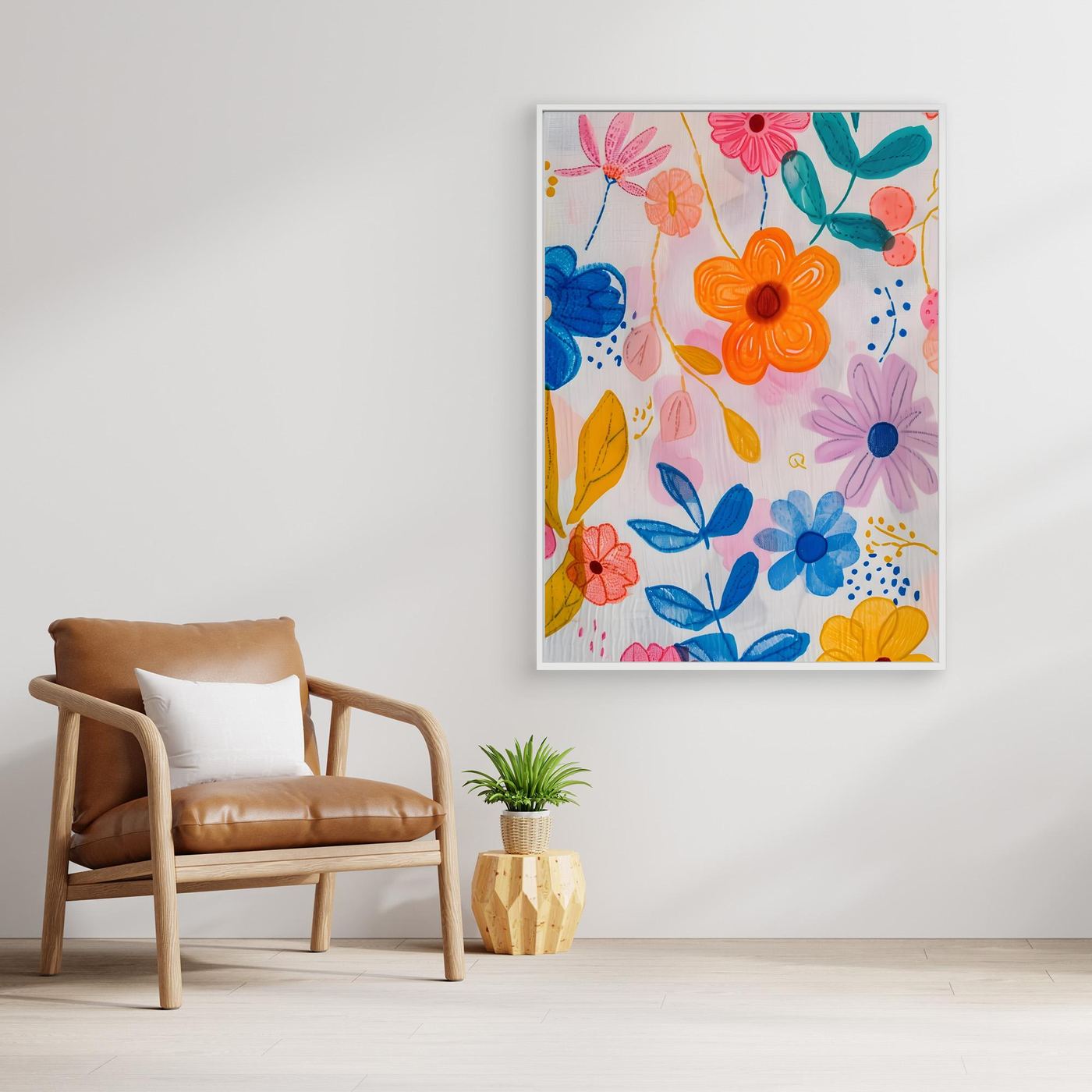 Colorful Hand-Painted Floral Pattern Background