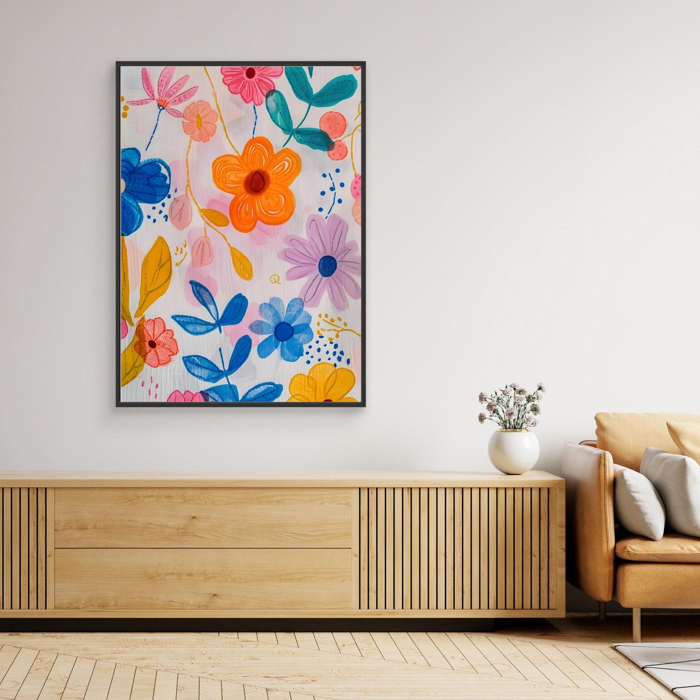 Colorful Hand-Painted Floral Pattern Background