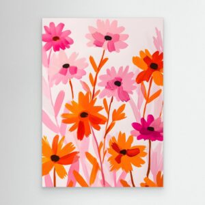 Modern Pink and Orange Floral Painting