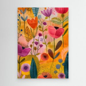 Whimsical Colorful Botanical Garden Illustration
