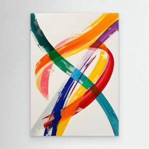 Colorful Interwoven Brushstroke Abstract Canvas Wall Art
