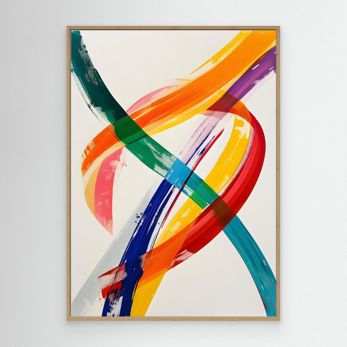 Colorful Interwoven Brushstroke Abstract Canvas Wall Art