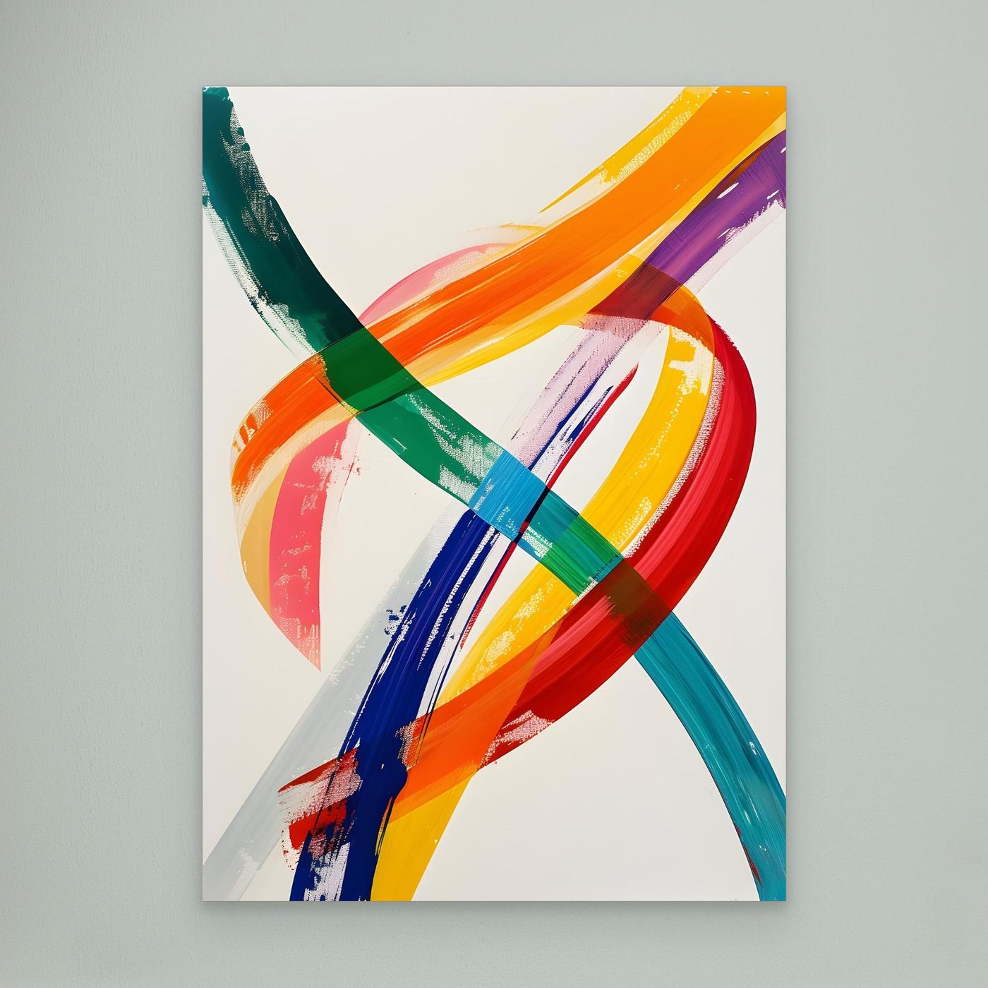 Colorful Interwoven Brushstroke Abstract Canvas Wall Art