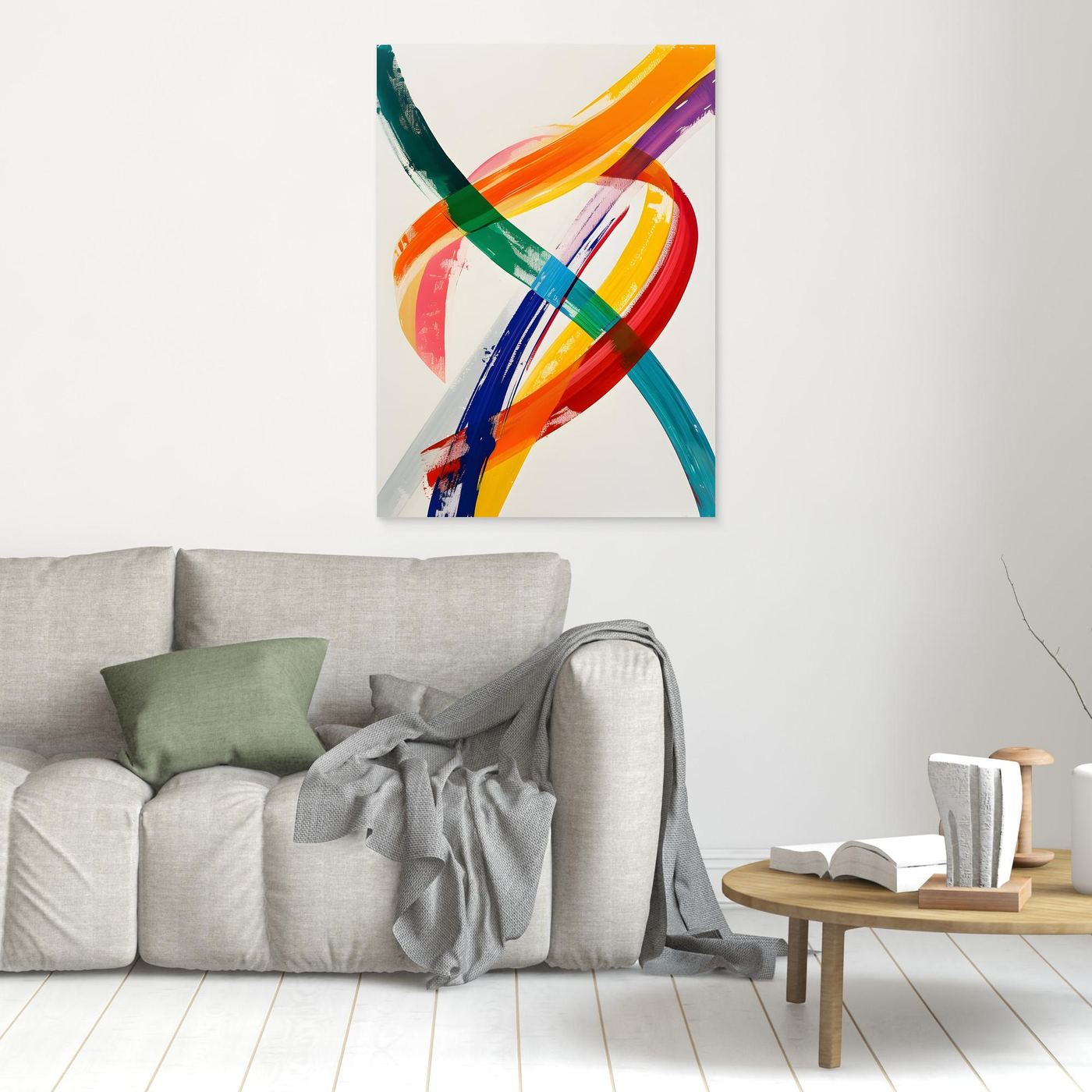 Colorful Interwoven Brushstroke Abstract Canvas Wall Art