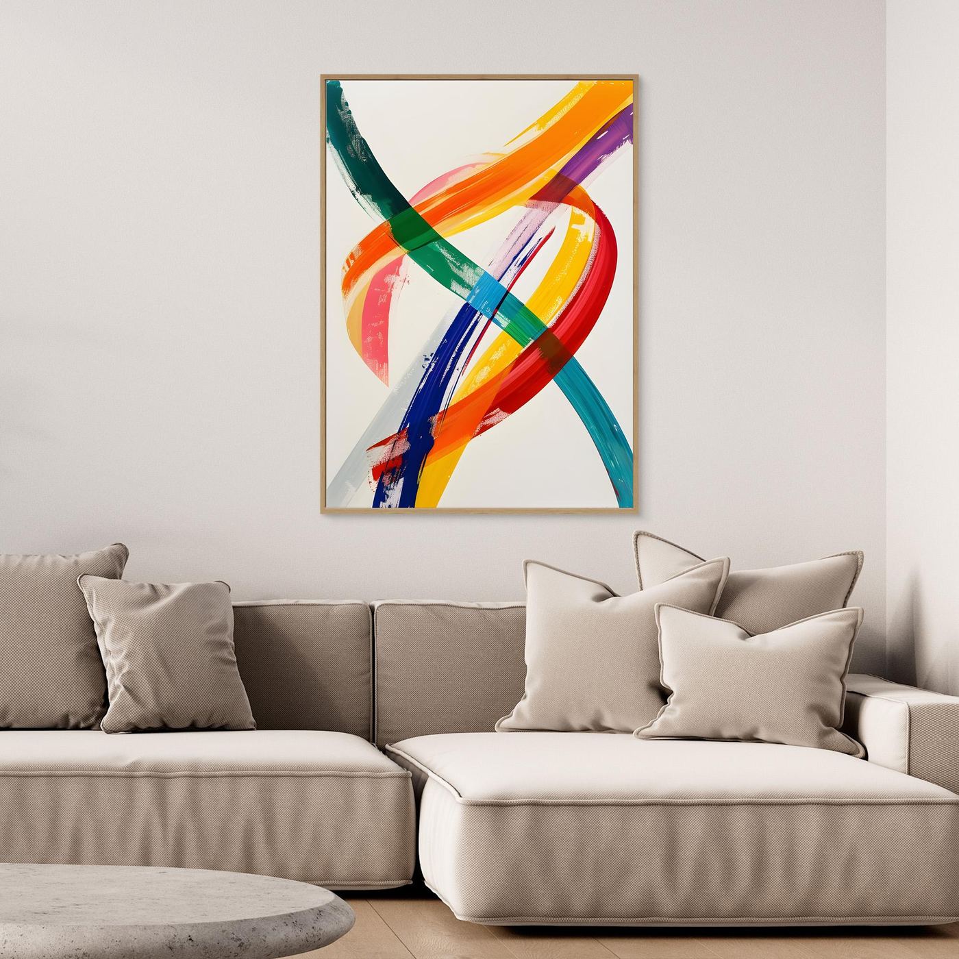 Colorful Interwoven Brushstroke Abstract Canvas Wall Art