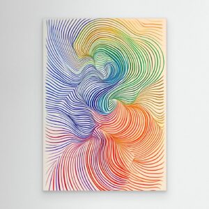 Rainbow Flowing Line Abstract Canvas Wall Art