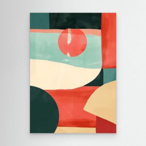 Modern Geometric Shapes Abstract Canvas Wall Art – Minimalist Color Block Painting
