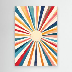 Radiant Color Burst Canvas Wall Art – Modern Abstract Sun Ray Painting for Contemporary