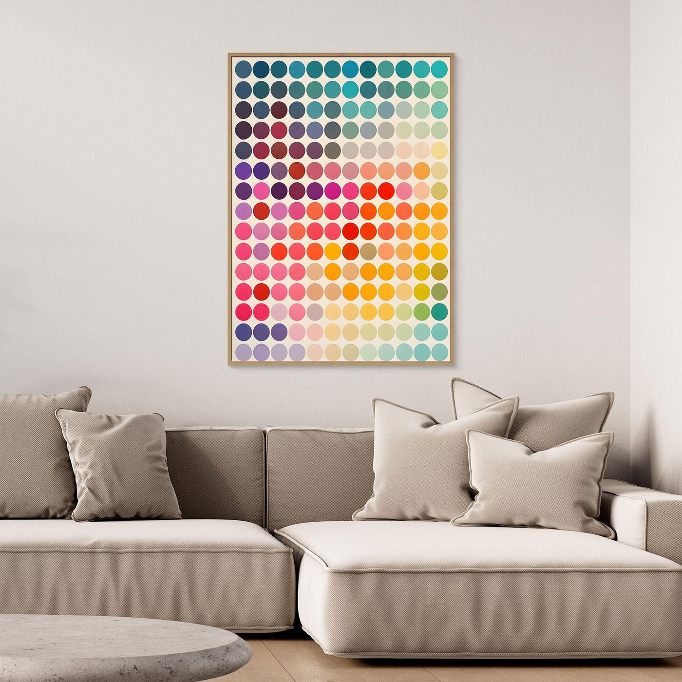 Vibrant Gradient Polka Dot Abstract Canvas | Modern Color Palette Geometric