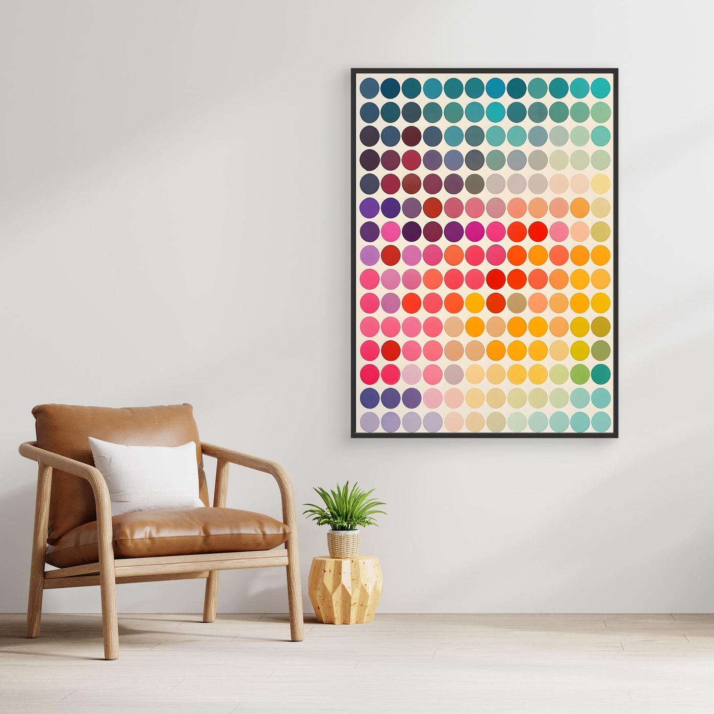 Vibrant Gradient Polka Dot Abstract Canvas | Modern Color Palette Geometric