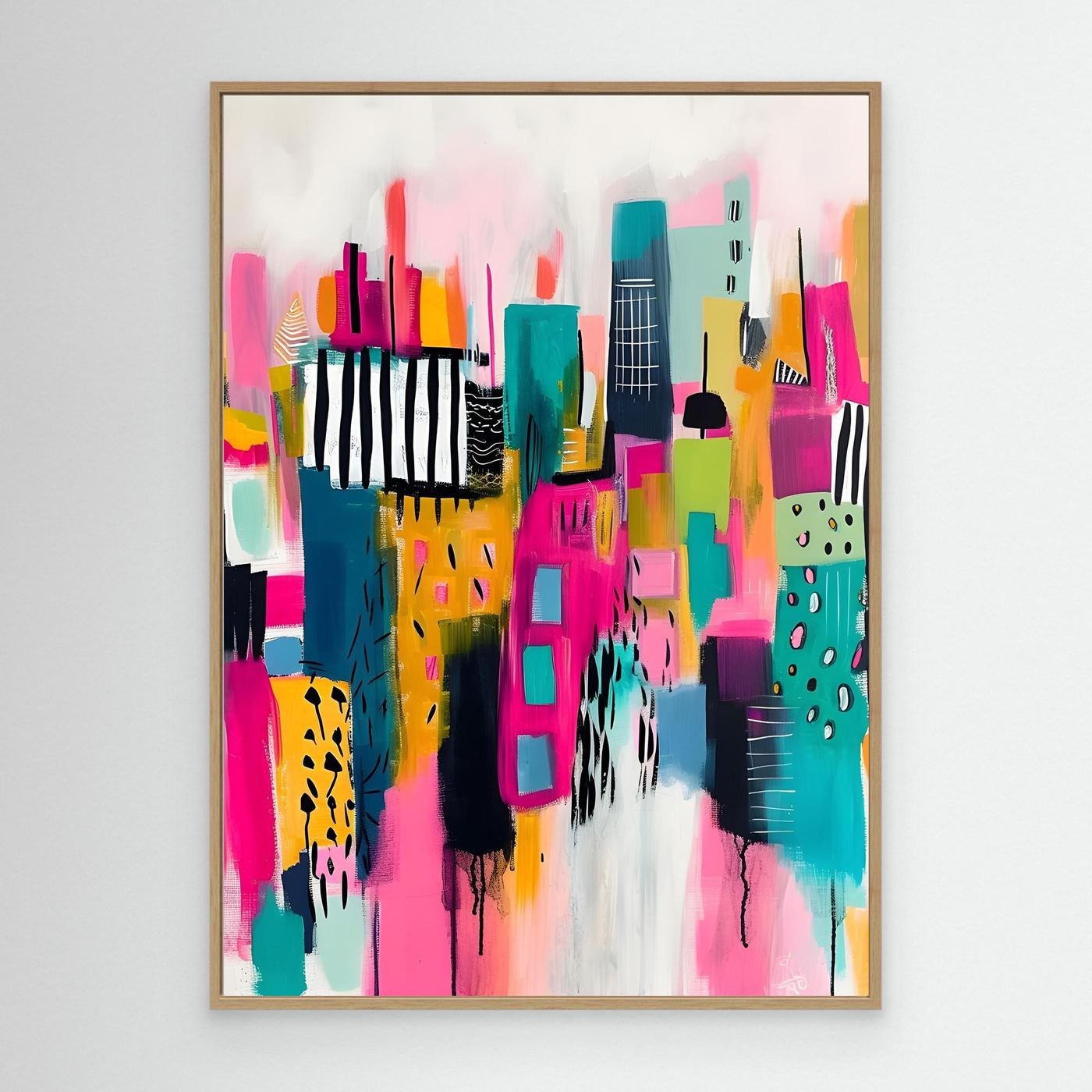Colorful Abstract Cityscape Canvas | Modern Urban Skyline Expressionist