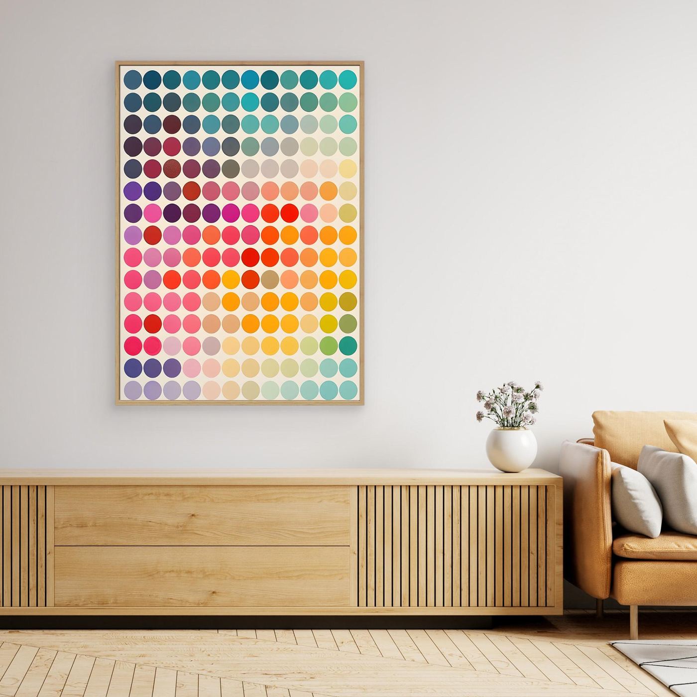 Vibrant Gradient Polka Dot Abstract Canvas | Modern Color Palette Geometric